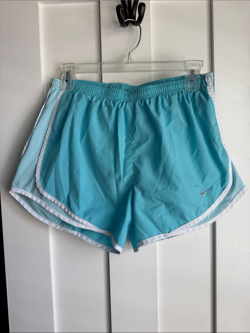 Nike Light Blue Dri-Fit Running Shorts with White Trim